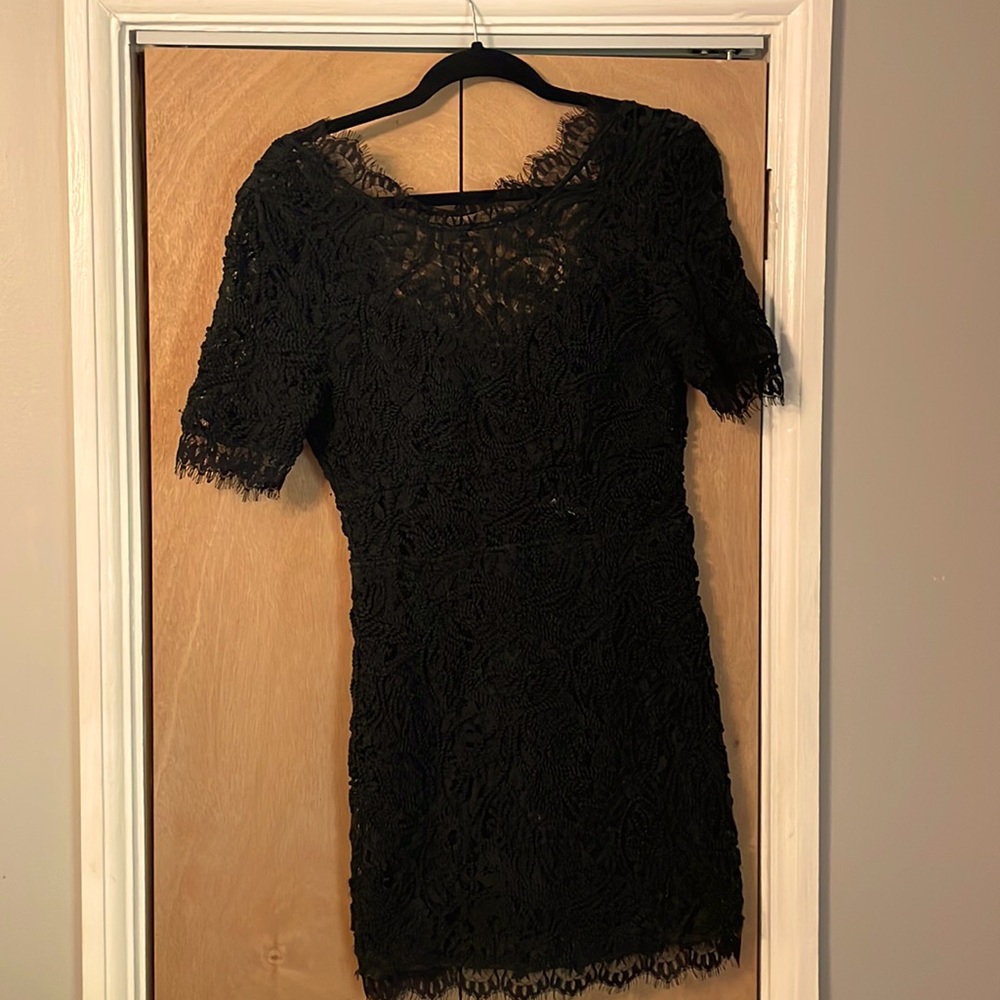 Black mini lace dress